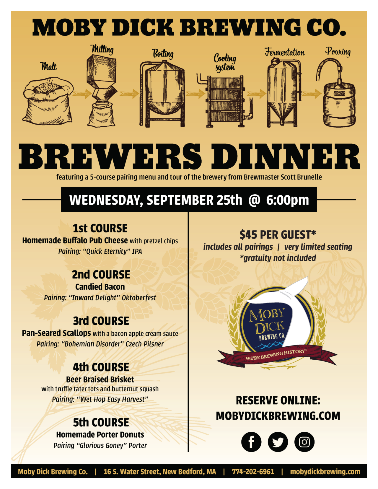 September Brewers Dinner - Moby Dick Brewing Co.